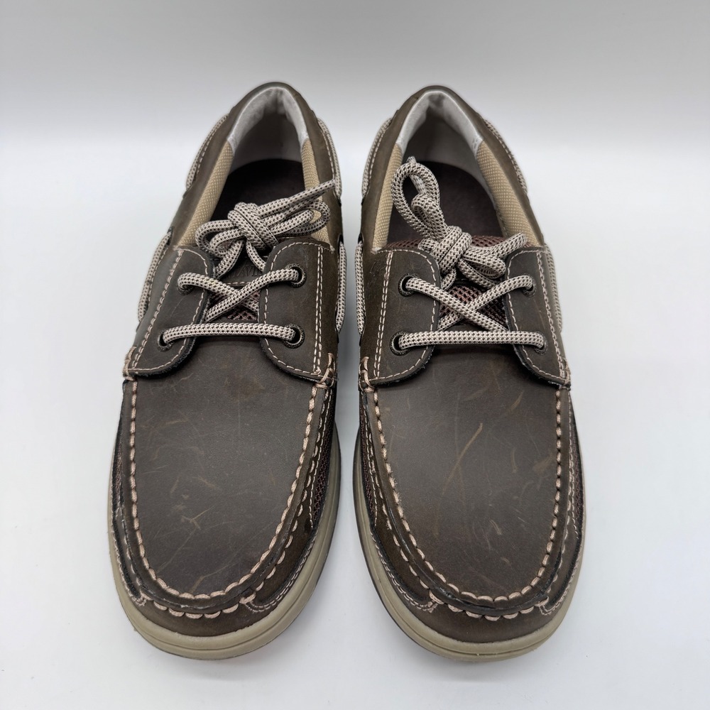 Margaritaville Anchor Boat Shoes Mens 8 Brown Lace Up Leather Mesh Loafers